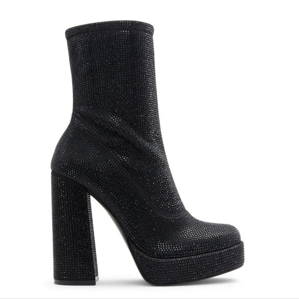Call It Spring TYRAH OPEN BLACK Platform Women Boots Black With Glitter Size 5